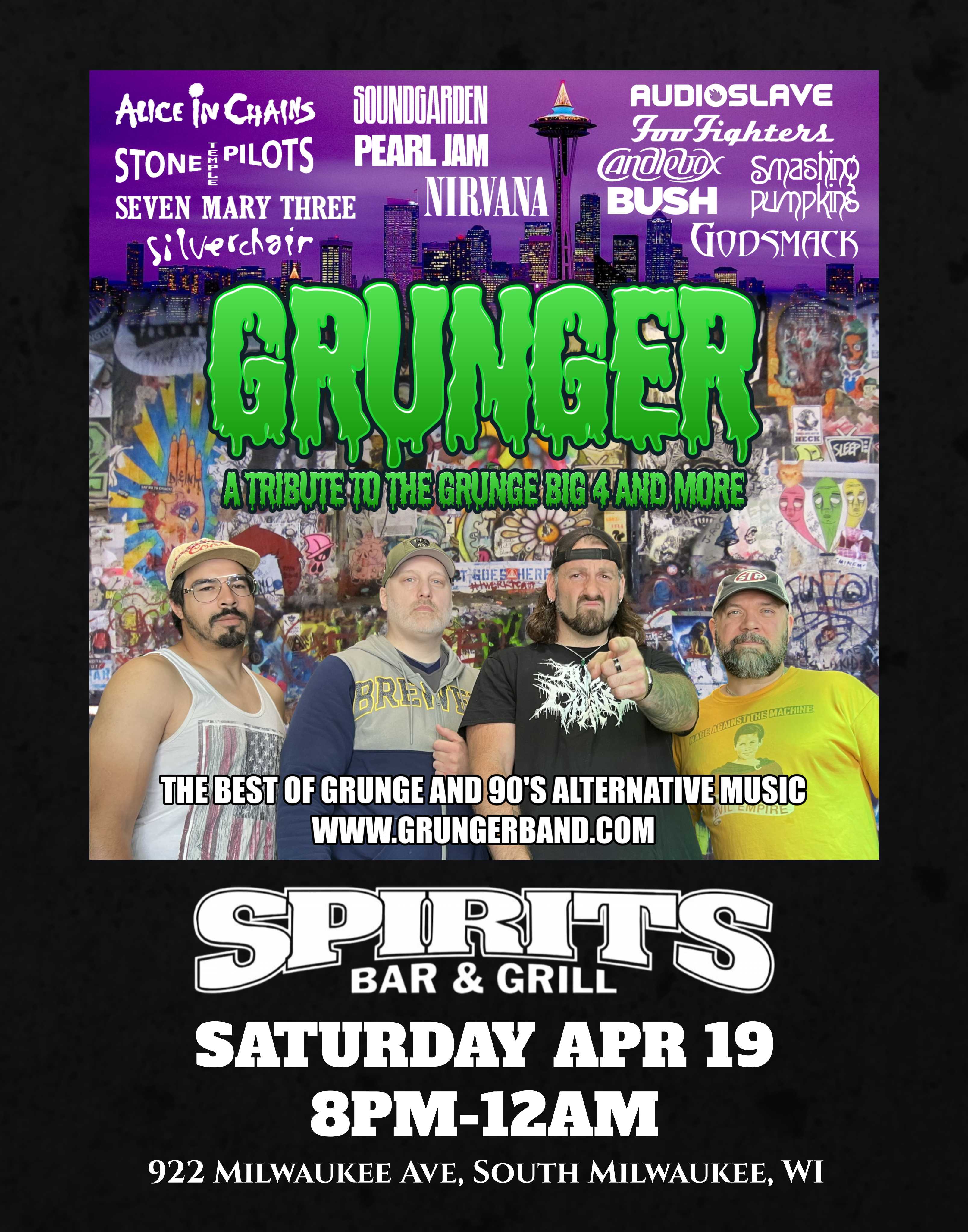GRUNGER is back at Spirits Bar & Grill! GRUNGER is back at Spirits Bar & Grill!