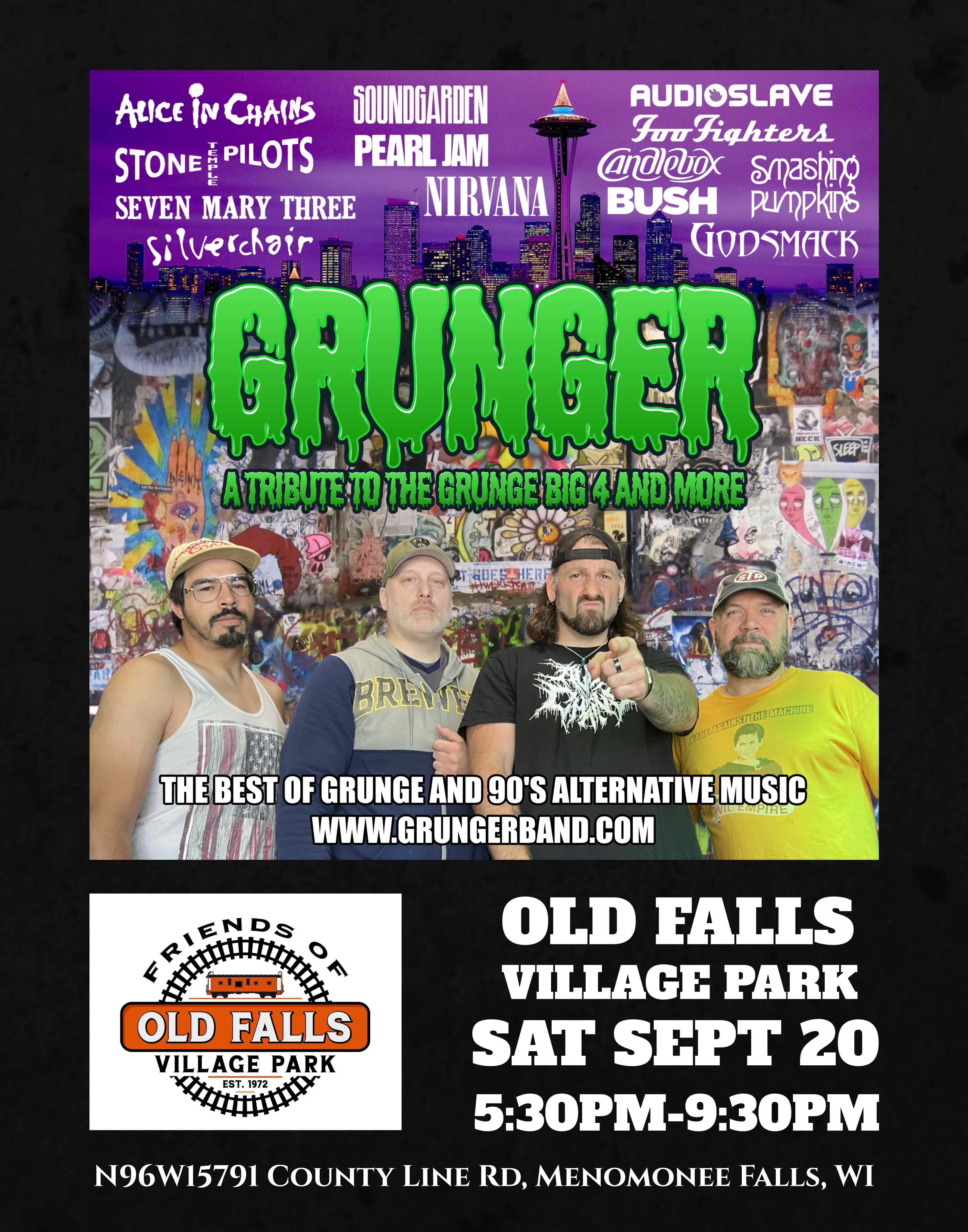 GRUNGER Live at Old Falls Village Park Beer Garden! GRUNGER Live at Old Falls Village Park Beer Garden!